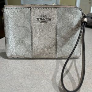 Coach mini wristlet, beige color